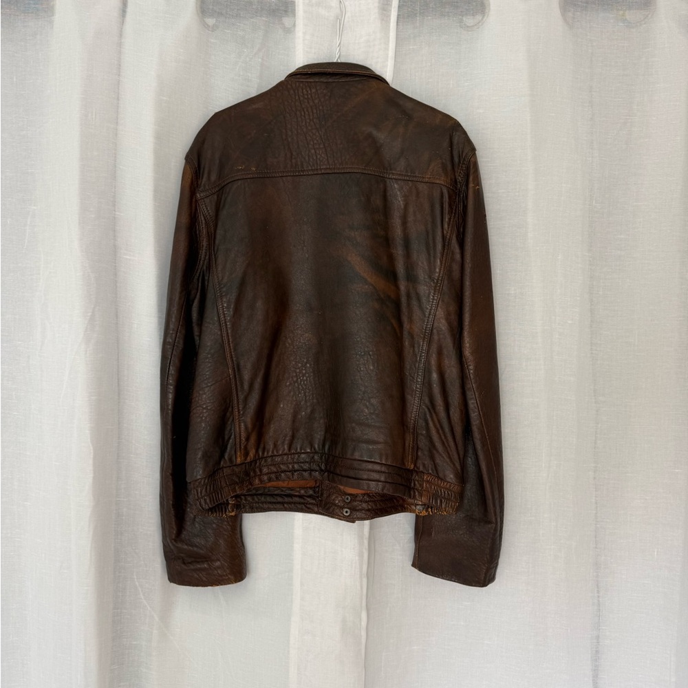 ✦ Vintage Faded Leather Moto Jacket ✦ - Picture 6 of 8